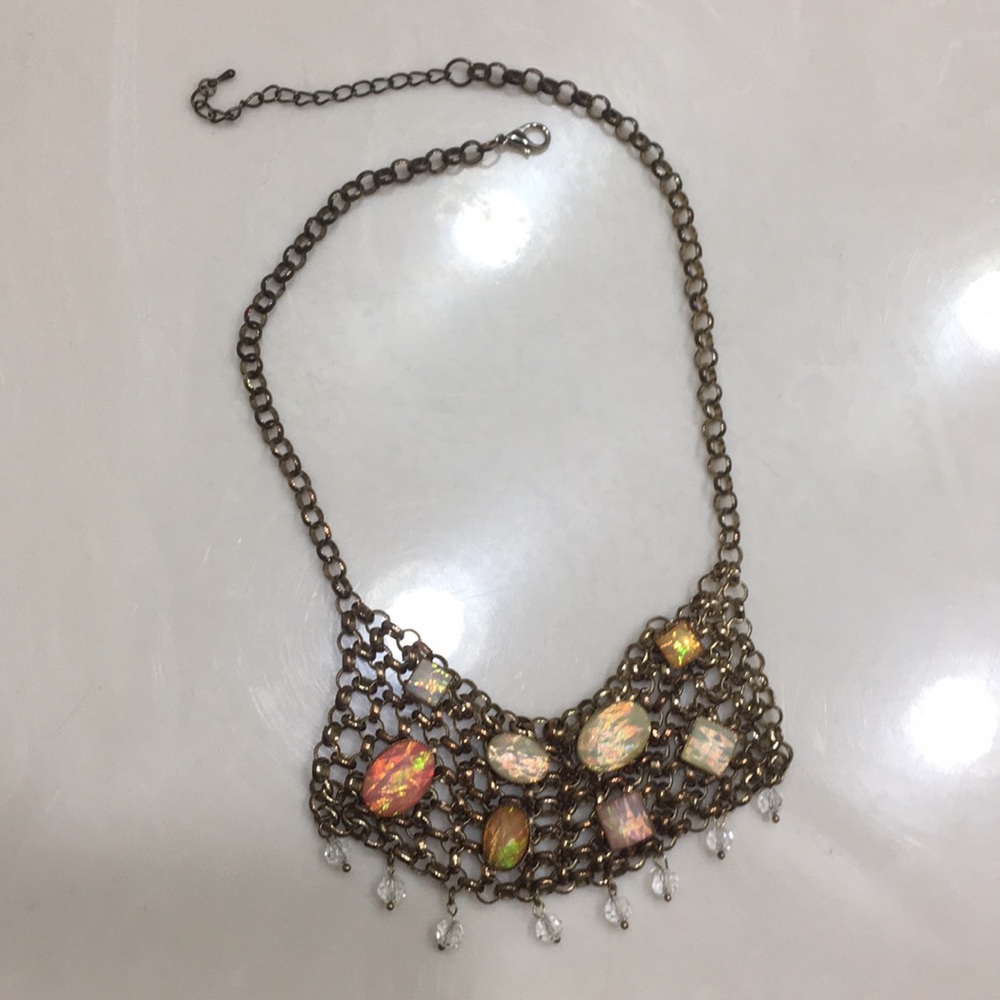Gold and pink statement necklace